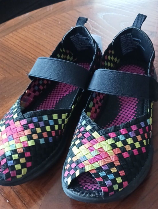 croft & barrow Shoes - Black Multi-Color Woven Mary Jane Shoes